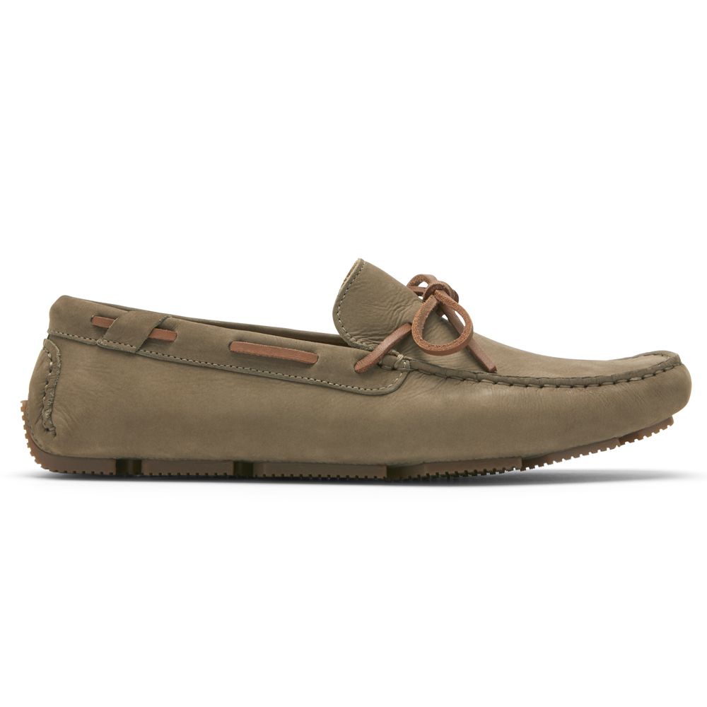 Rockport Men's Rhyder Tie Slip-Ons Loafers - Khaki - USA (7319QCLAP)